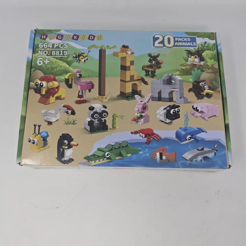 20 Pack Valentines Party Favors for Kids - Animals Building Blocks Toy Set for K